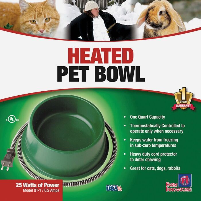 FARM INNOVATORS Plastic Heated Pet Bowl - 1 qt