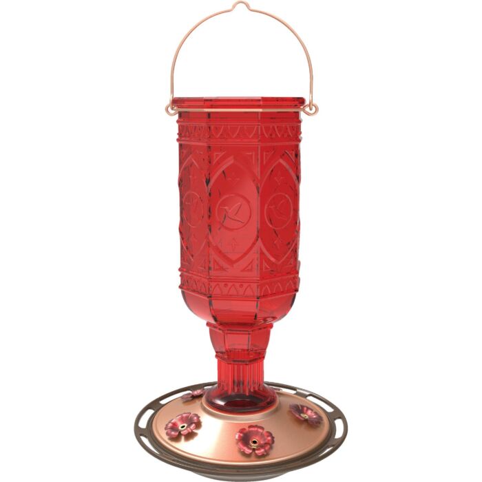 More Birds Glass Jewel Hummingbird Feeder (Red) 20 oz Capacity