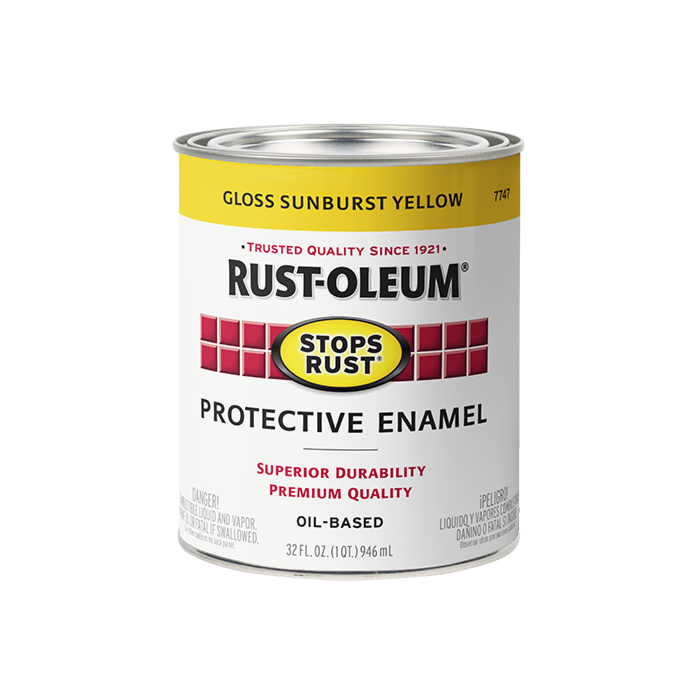Rustoleum Stops Rust Protective Enamel Brush-On Paint (Gloss - Sunburst Yellow) 1 qt