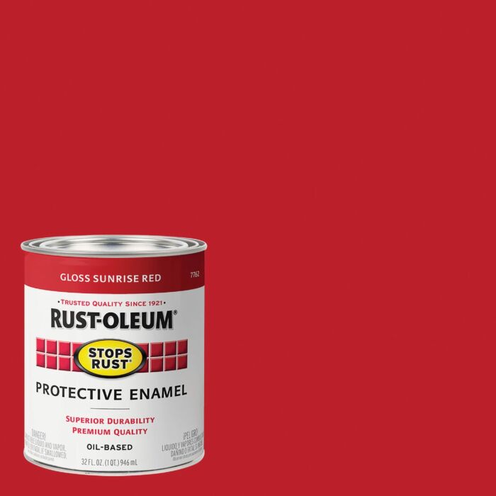 Rustoleum Stops Rust Protective Enamel Brush-On Paint (Gloss - Sunrise Red) 1 qt
