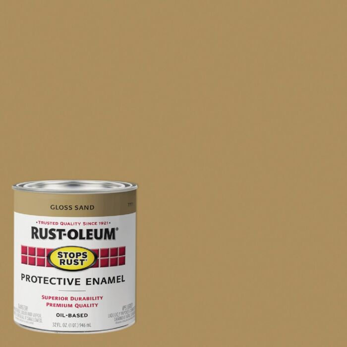 Rustoleum Stops Rust Protective Enamel Brush-On Paint (Gloss - Sand) 1 qt