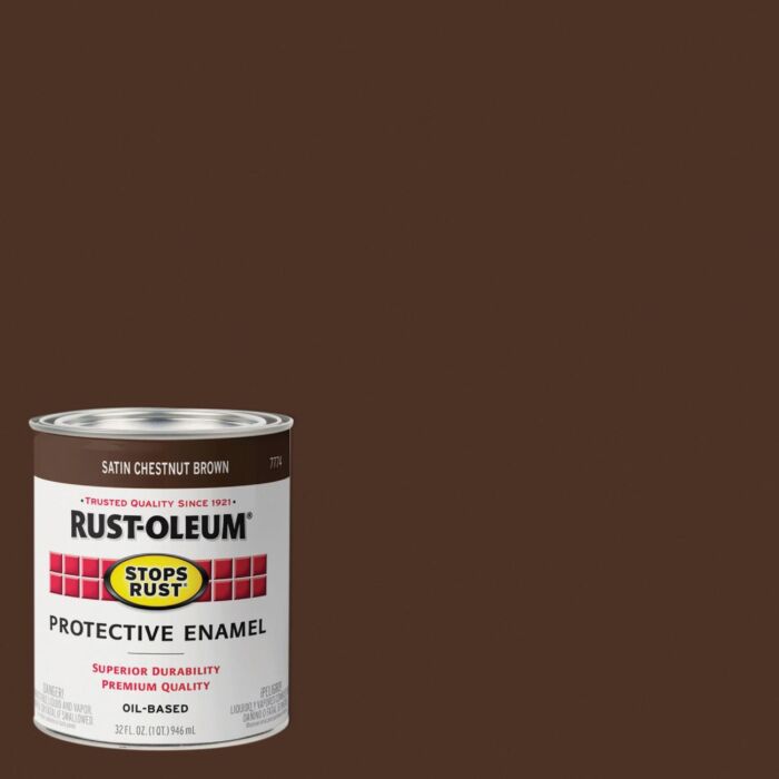 Rustoleum Stops Rust Protective Enamel Brush-On Paint (Satin - Chestnut Brown) 1 qt