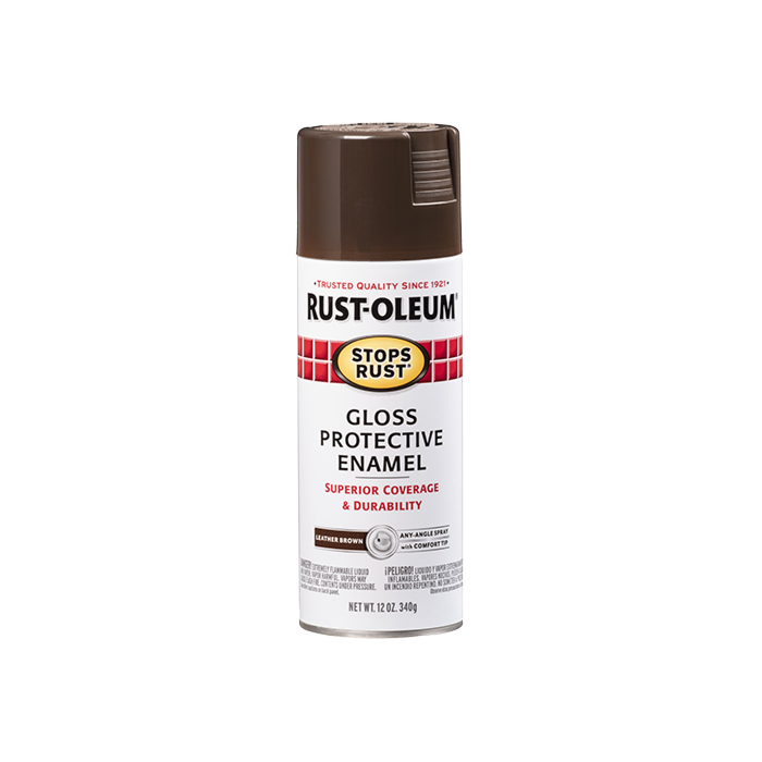 Rust-Oleum Stops Rust Protective Enamel Spray (Gloss - Leather Brown) 12 oz