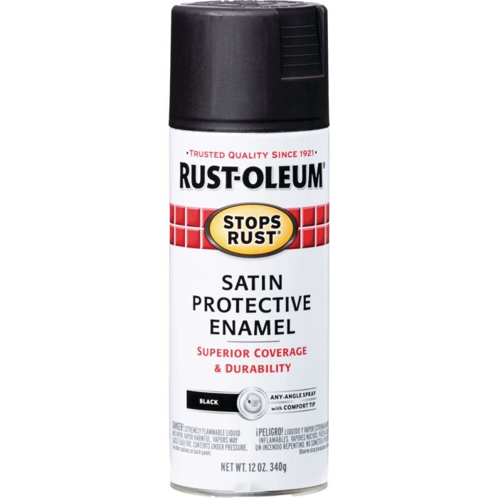 Rust-Oleum Stops Rust Protective Enamel Spray Paint (Satin - Black) 12 oz