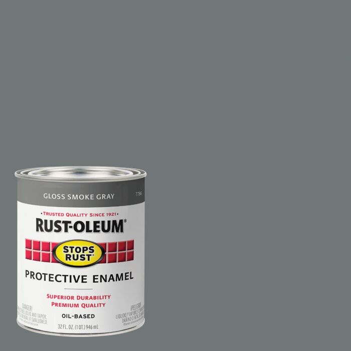 Rustoleum Stops Rust Protective Enamel Brush-On Paint (Gloss - Smoke Gray) 1 qt