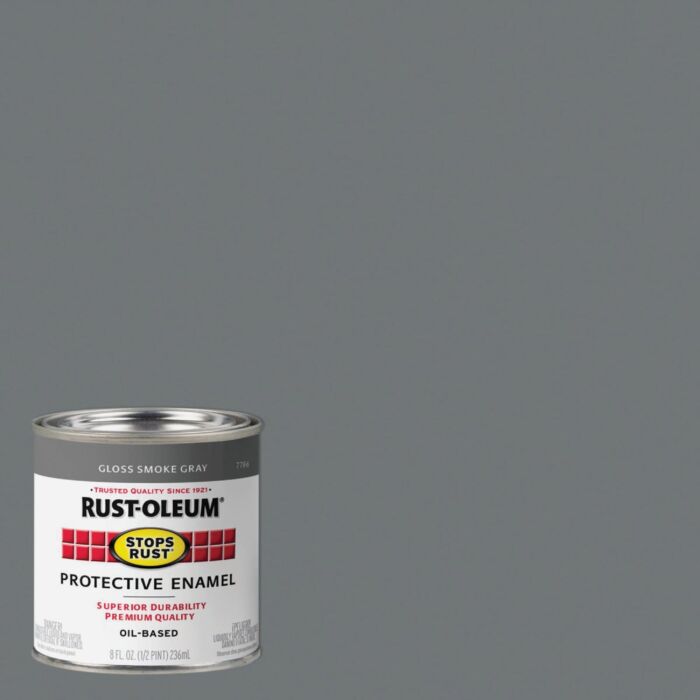 Rustoleum Stops Rust Protective Enamel Brush-On Paint (Gloss - Smoke Gray) 1/2 pt