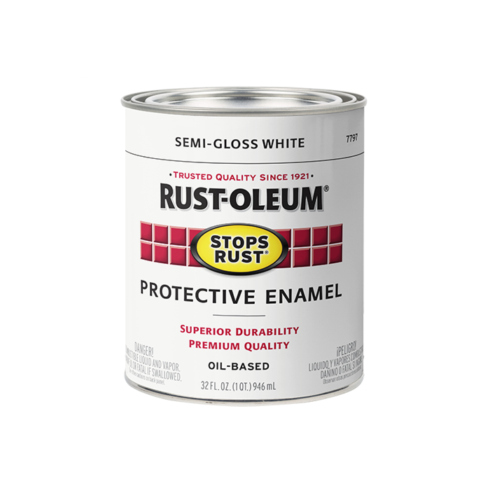 Rustoleum Stops Rust Protective Enamel Brush-On Paint (Semi-Gloss - White) 1 qt
