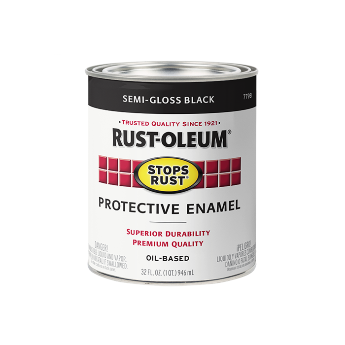 Rustoleum Stops Rust Protective Enamel Brush-On Paint (Semi-Gloss - Black) 1 qt