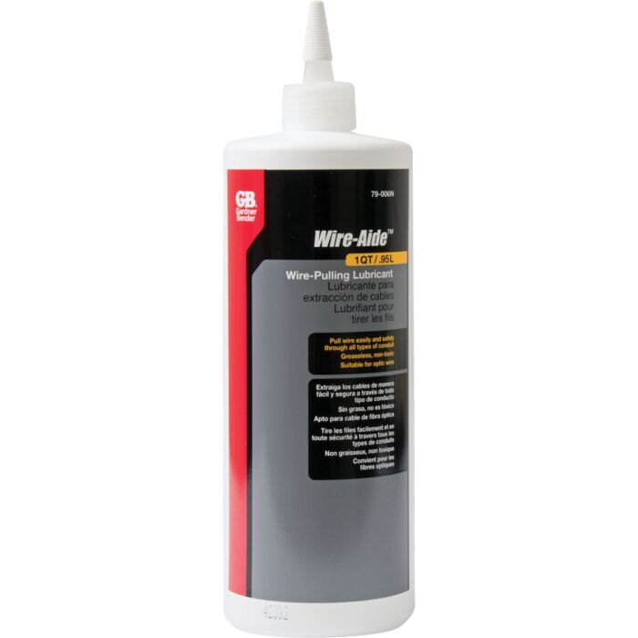 Gardner Bender Wire-Aide Wire-Pulling Lubricant, Non-Toxic, Slick Waxy Formula, Suitable for Fiber Optic Wire, 1 qt. Bottle