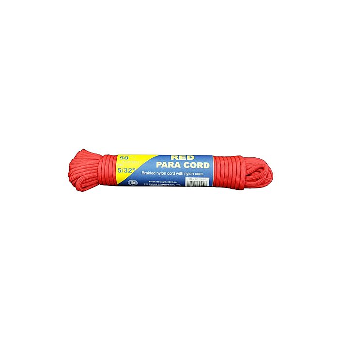 T.W. Evans Cordage 5/32" x 50' Nylon Parachute Cord, Red