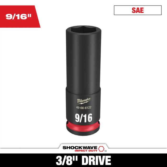 Milwaukee SHOCKWAVE™ Impact Duty 3/8" Drive 9/16" Deep 6 Point Socket