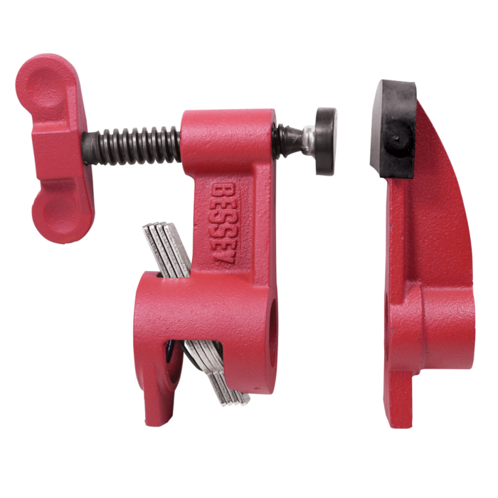 Bessey Tools Clamp Fixture Set for 3/4 Inch Black Pipe with 2-1/2 Inch Deep Reach Jaws