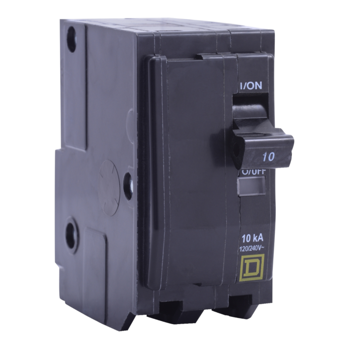 Square D Mini circuit breaker, QO, 30A, 2 pole, 120/240VAC, 10kA, plug in, clam