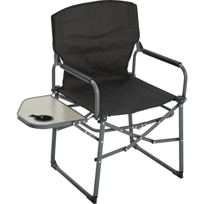 Outdoor Expressions Polyester Director Camp Folding Chair w/ Side Table (Black)