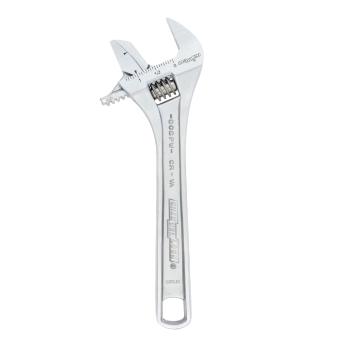 Channellock 8" Adj Wrench, Reversible Jaw, Wide, Chrome