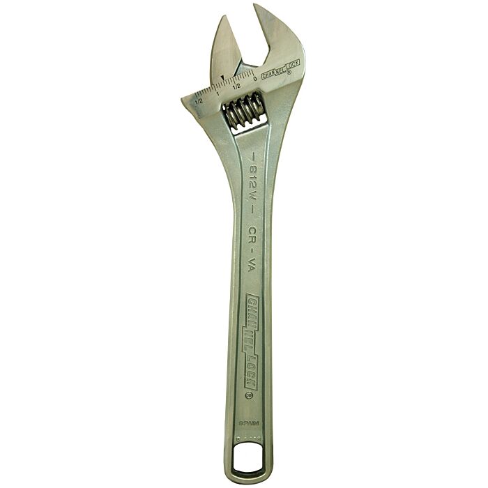 Channellock 12" Adj Wrench, Wide, Chrome