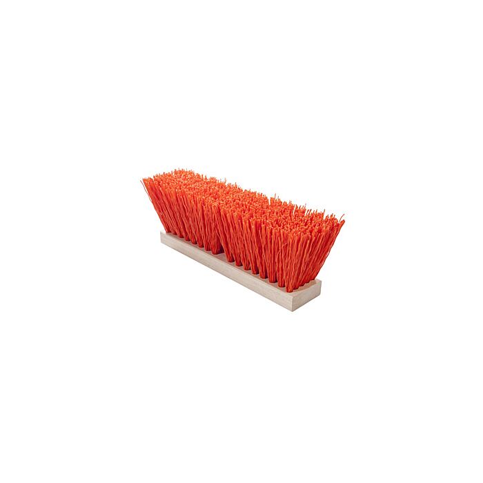 Magnolia Brush 16 in Street Push Broom Head ONLY, Stuff Orange Plastic 5 in Bristles for Flex Handle