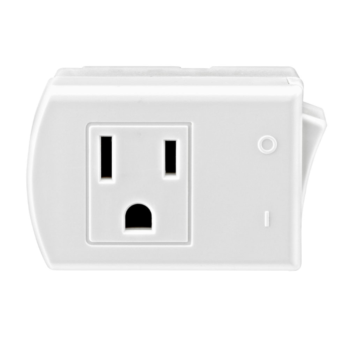15 Amp Plug-In Switch Tap with On/Off Switch , Grounding, White