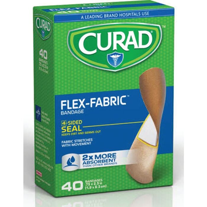 Curad CUR45245 Adhesive Bandage, 3/4 in W, 2-1/2 in L, Fabric Bandage