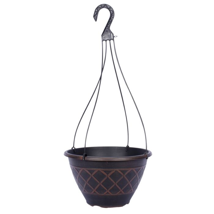Southern Patio Resin Hanging Basket Planter (Brown) 12 in.