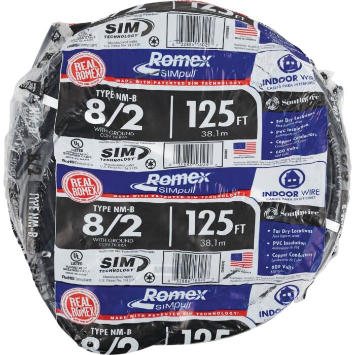 Romex 125 ft 8/2 NM-B Electrical Wire