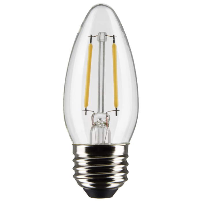 Satco 3 Watt B11 LED Filament - Clear - Medium Base - 2700K - 250 Lumens - 120 Volt - 2-Pack