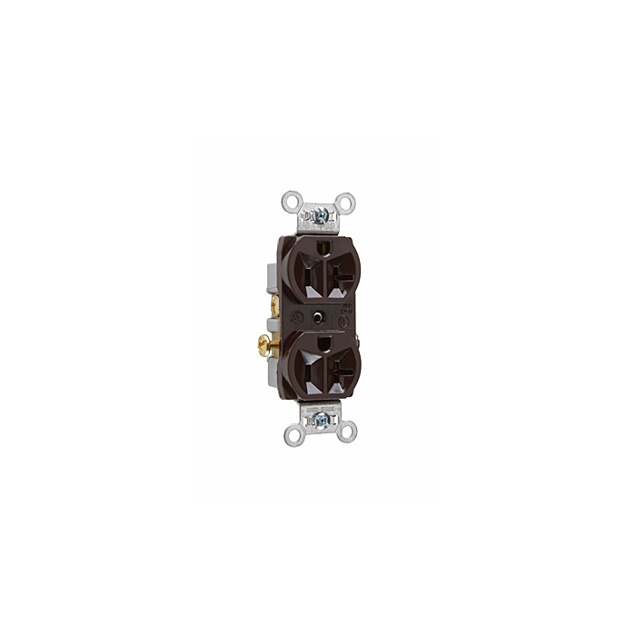 Pass & Seymour 20A 125V Commercial Spec-Grade Duplex Receptacle, Side Wire, Brown