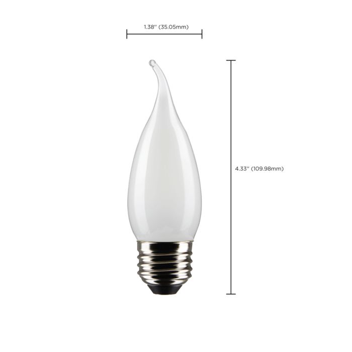 Satco 4 Watt CA10 LED Filament - Frosted - Medium Base - 2700K - 350 Lumens - 120 Volt - 2- Pack