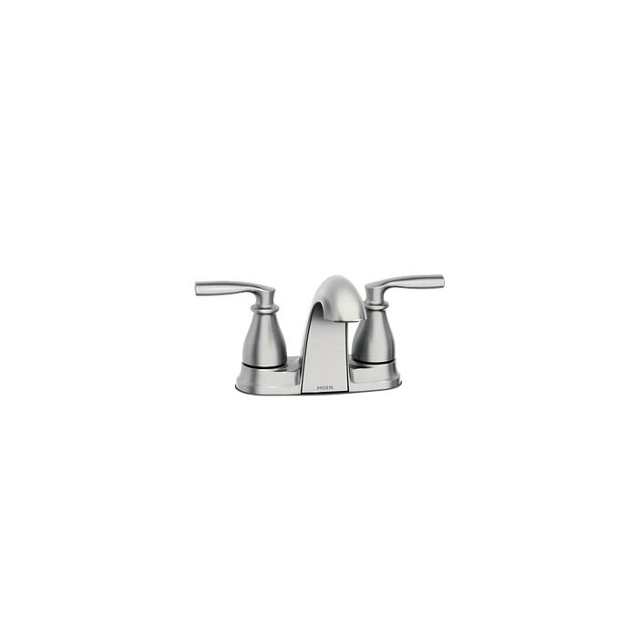 Moen 84532SRN Spot Resist Brushed Nickel Two-Handle Low Arc Bathroom Faucet