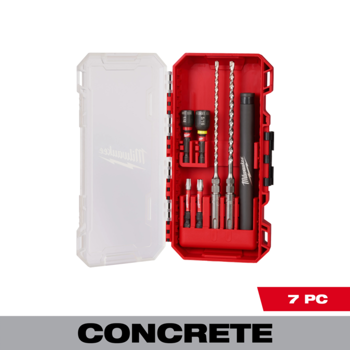 Milwaukee 7 PC SDS Plus M/2™ 2-Cutter Concrete Screw Install Kit