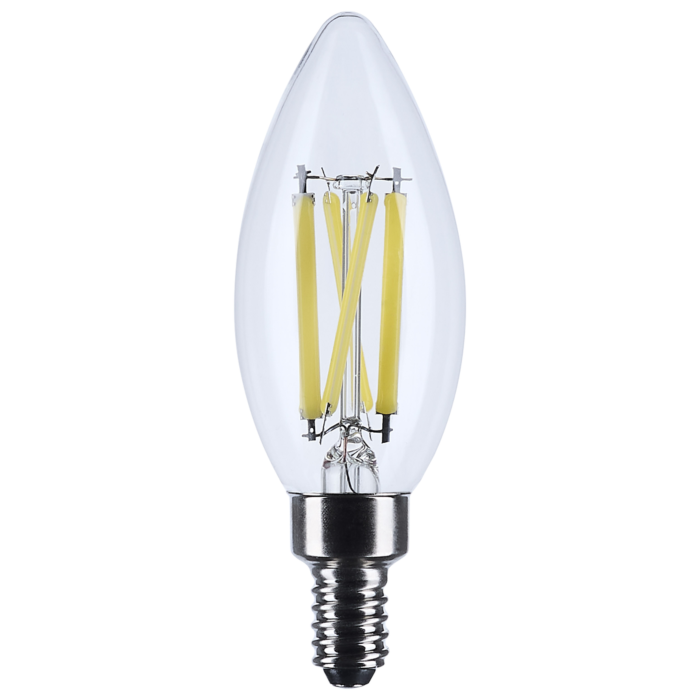 Satco 8 Watt C11 LED Filament - Clear - Candelabra base - 2700K - 90 CRI - 760 Lumens - 120 Volt
