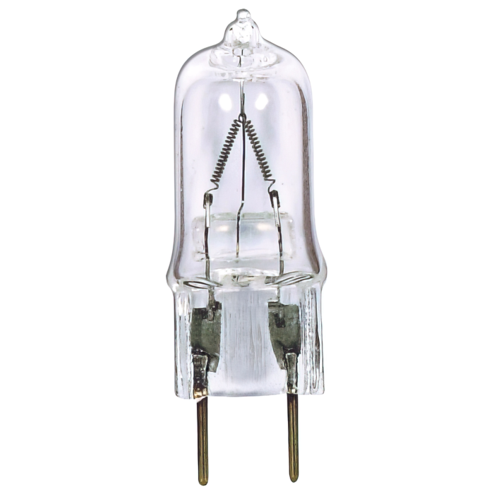 Satco 50 Watt - Halogen - T4 - Clear - 2000 Average rated hours - 750 Lumens - Bi Pin G8 base - 120 Volt - Carded