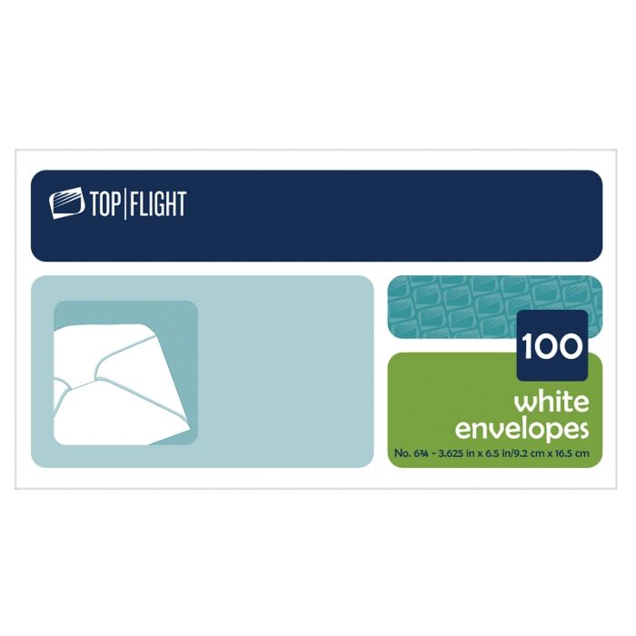 TOP FLIGHT Top Flight 6900312 Envelope, White, 3-5/8 in W