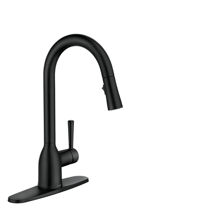 Moen Adler Matte black one-handle high arc kitchen faucet