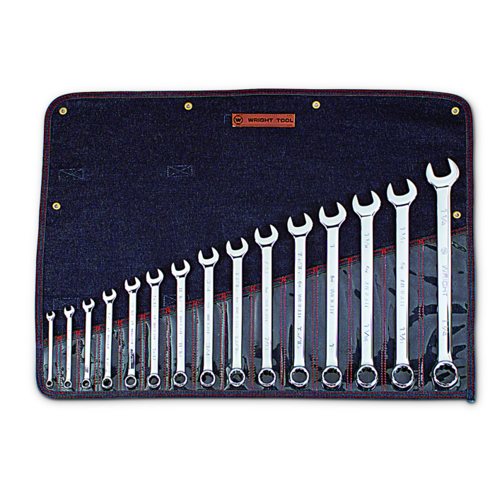 Wright Tool Combination Wrench WRIGHTGRIP® 2.0 15 Piece Set - 12 Point Full Polish 5/16" - 1-1/4"