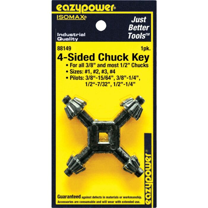 EAZYPOWER Eazypower 3/8 In. and 1/2 In. 4-Sided Chuck Key with 15/64 In., 1/4 In., 17/64 In. Pilots