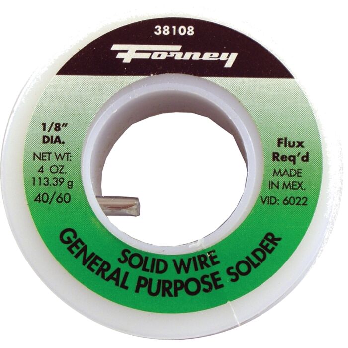 Forney 38108 Solder, Silver/White, 4 oz, Solid, 460 deg F Melting Point
