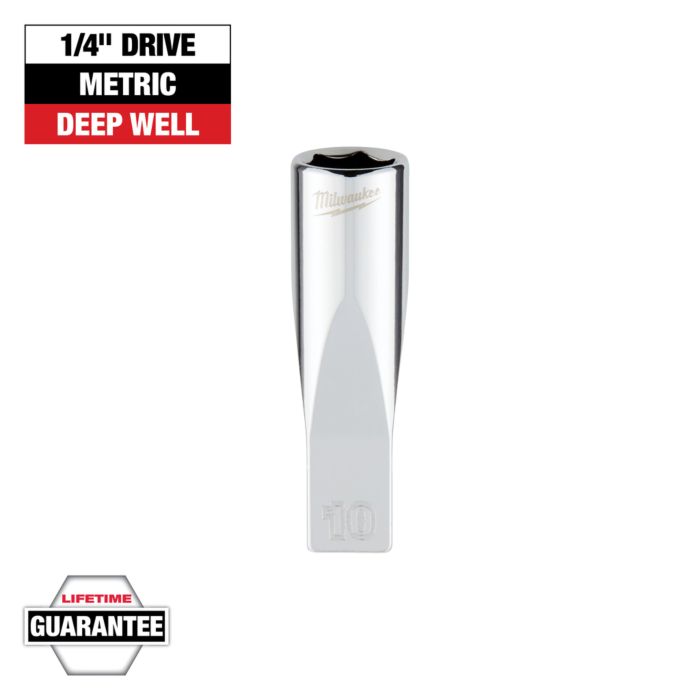 Milwaukee 1/4" Drive 10mm Metric Deep Socket with FOUR FLAT™ Sides