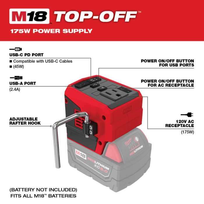 Milwaukee M18™ TOP-OFF™ 175W Power Supply