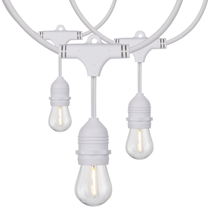 Satco 24Ft - LED String Light - Includes 12-S14 bulbs - 2200K - White Cord