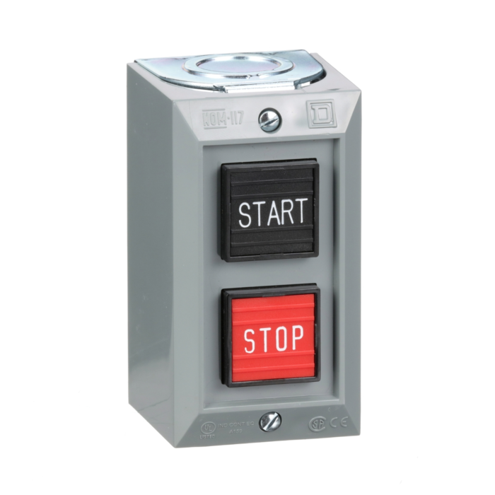 Schneider Electric Complete control station, Harmony 9001B, 2 push buttons START/STOP, 5A, 600V AC, 1NO + 1NC, NEMA 1