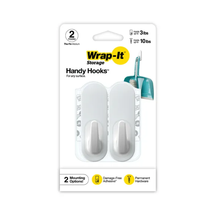 Wrap-It The Fin Handy Hooks (White - 2pk) Medium