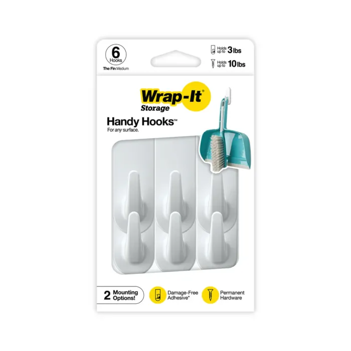 Wrap-It The Fin Handy Hooks (White - 6pk) Medium