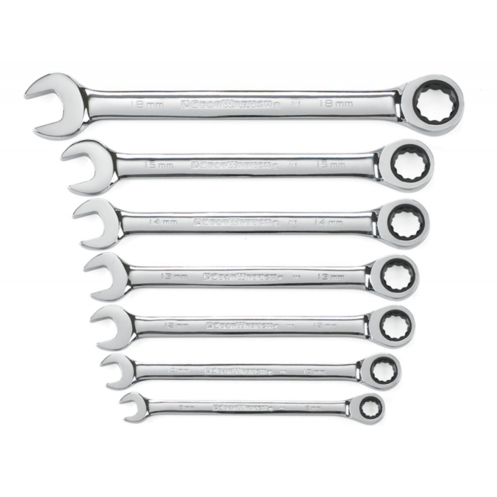 7 Pc. Combination Ratcheting Wrench Set Metric