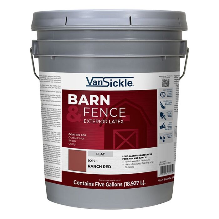 Van Sickle Barn & Fence Exterior Latex (Flat - Ranch Red) 5 Gallon