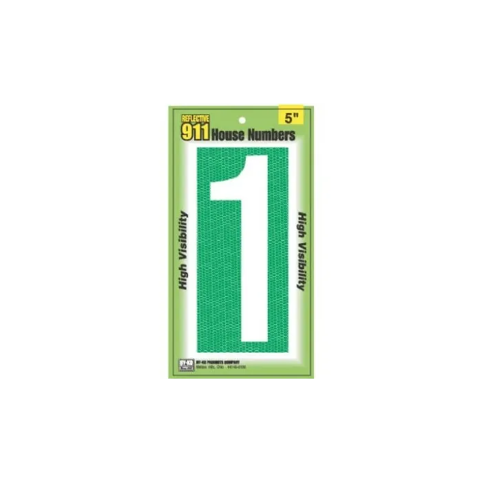 HY-KO 5 in 5 in Number 1 High Visibility Emergency Reflective House Number Sign