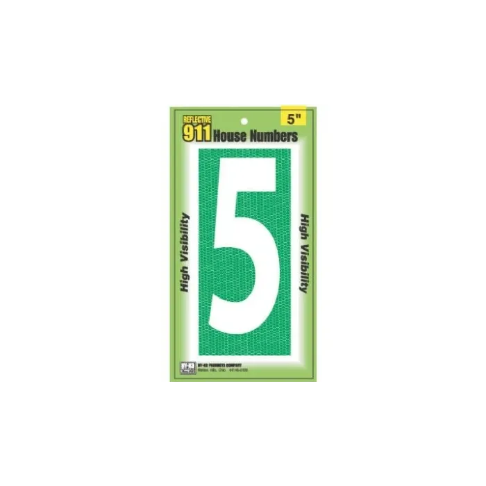 HY-KO 5 in 5 in Number 5 High Visibility Emergency Reflective House Number Sign