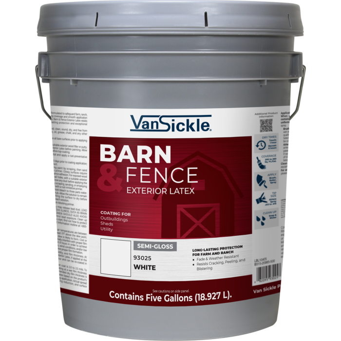 Van Sickle Barn & Fence Exterior Latex Semi-Gloss White 5 Gallon