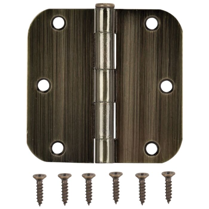 ProSource 20347ABX Door Hinge, Steel, Antique Brass, Loose Pin, 180 deg Range of Motion, Screw Mounting