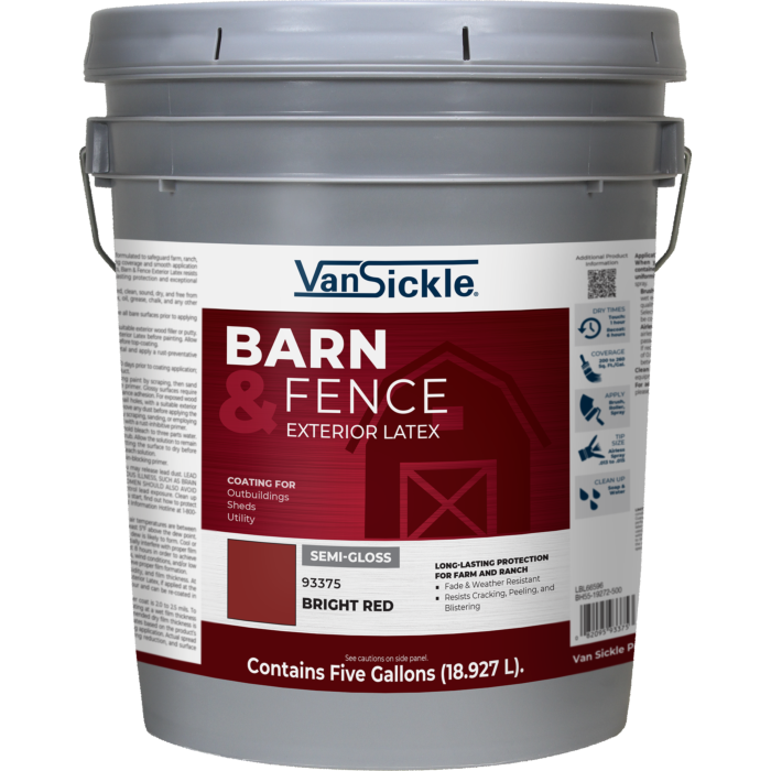 Van Sickle Barn & Fence Exterior Latex Semi-Gloss Bright Red 5 Gallon